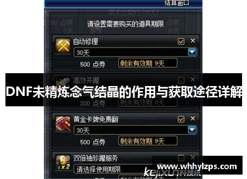 DNF未精炼念气结晶的作用与获取途径详解